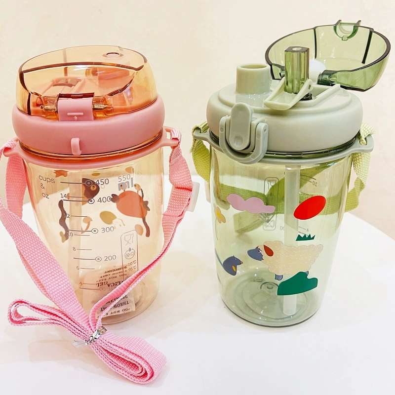 S49-7305 Popular double drinking cup, large-capacity cup, portable summer water bottle for children, shoulder strap, straw cup, heat-resistant detail image 8