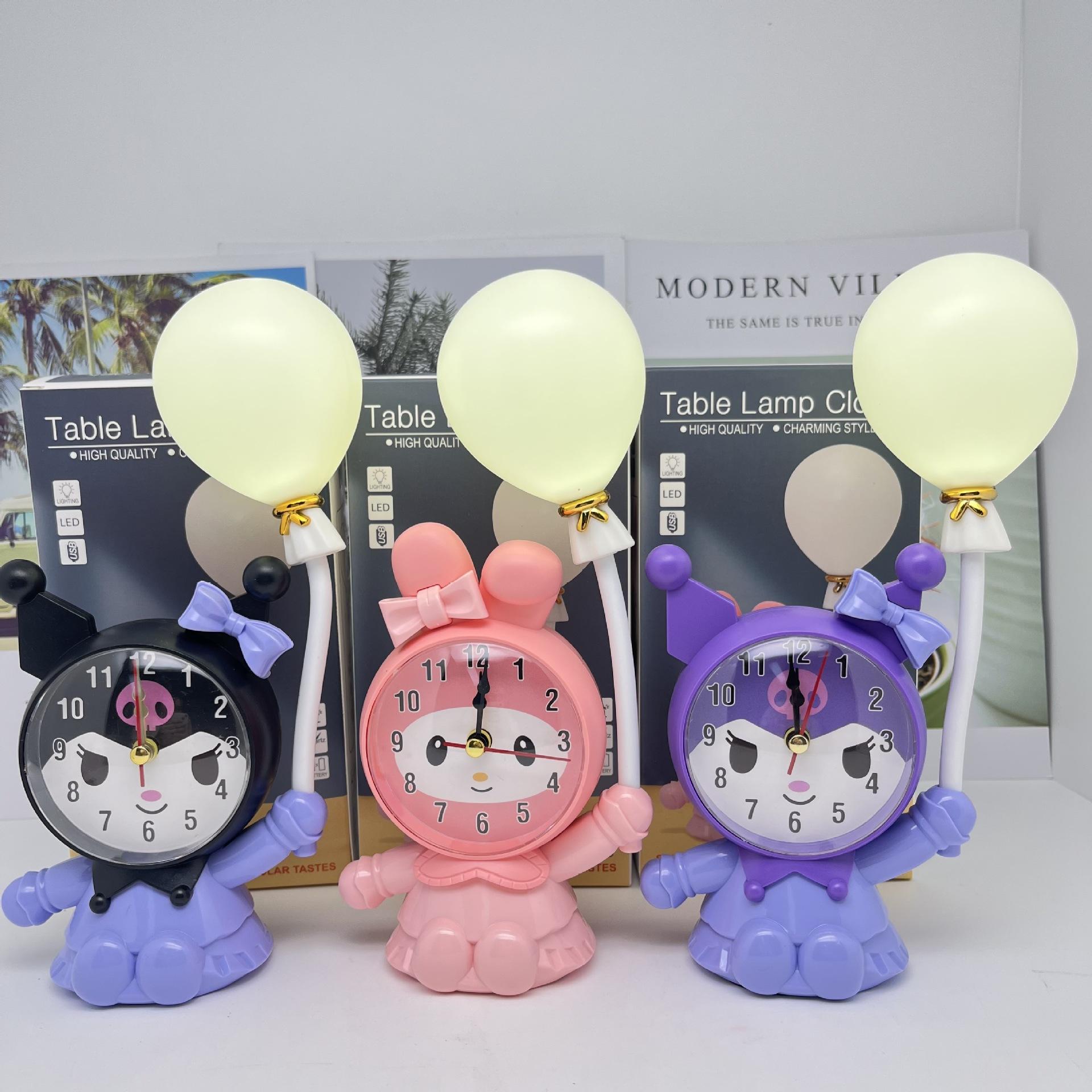 cartoon clow m melody balloon desk light clock loromi bedroom decoration clock with bulb ornament clock full figure