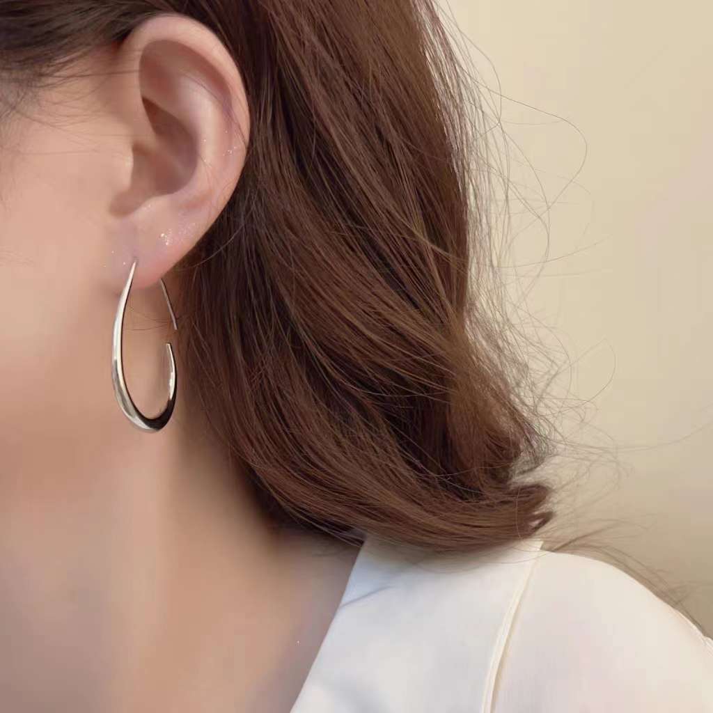 Simple and elegant teardrop ear hook, Korean style copper alloy earrings to modify face shape, geometric oval earrings, high-end earrings details Picture