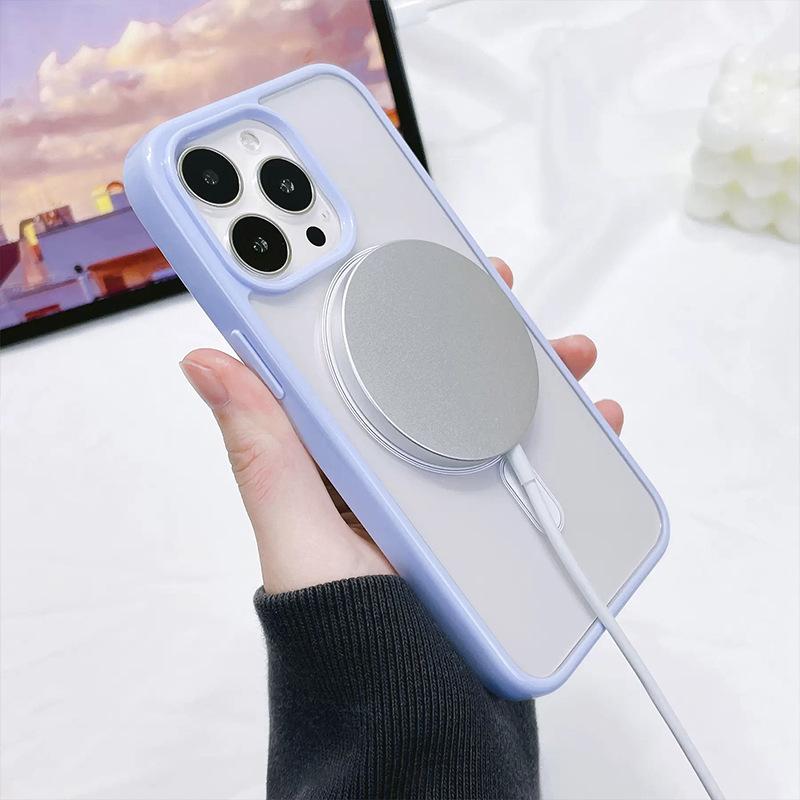 suitable for apple 16pro skin feeling magsafe magnetic suction shell iphone15 acrylic drop-resistant 14 phone case wholesale details Picture