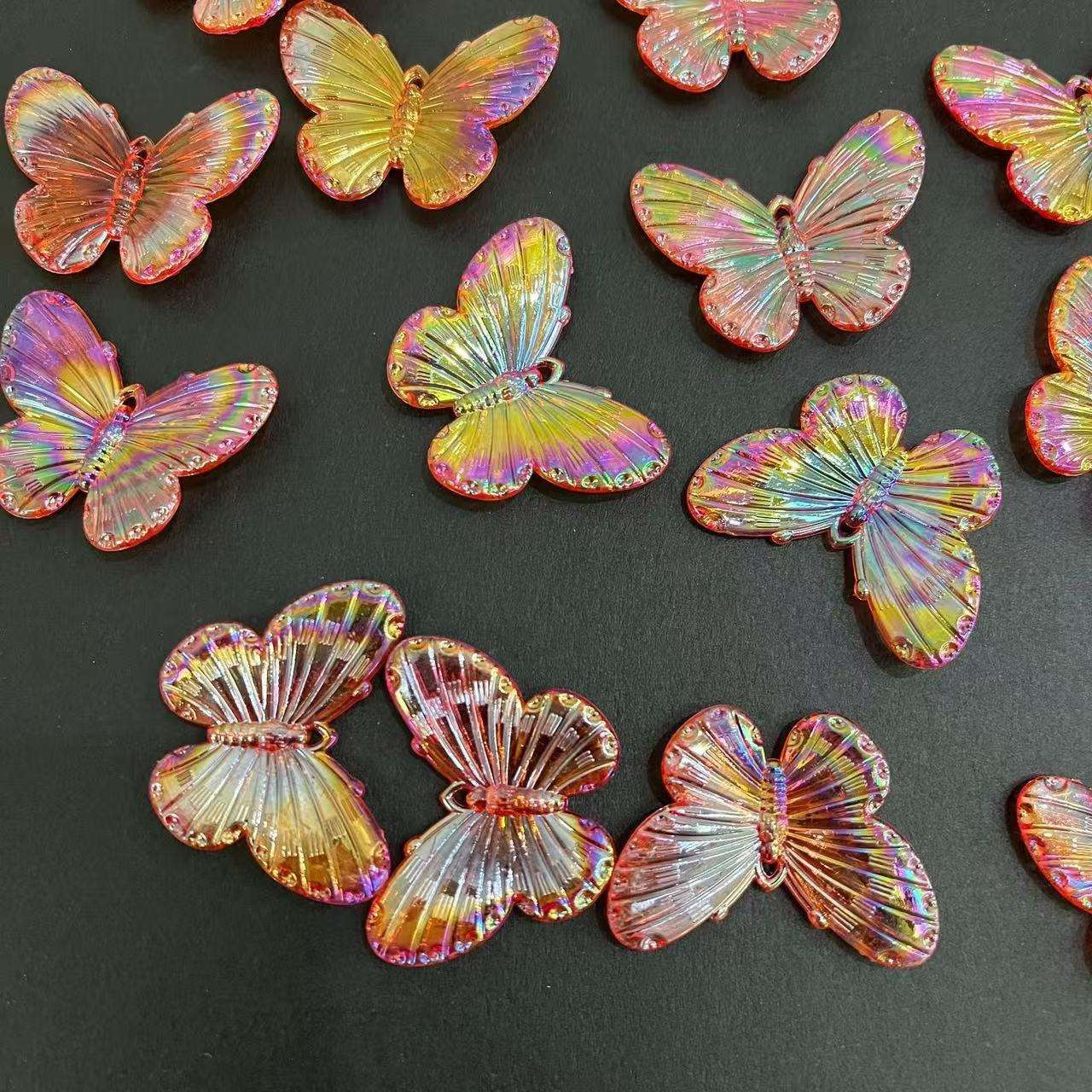 Baroque transparent iriered butterfly cream glue accessories Resin small accessories Baroque ornaments Item Picture