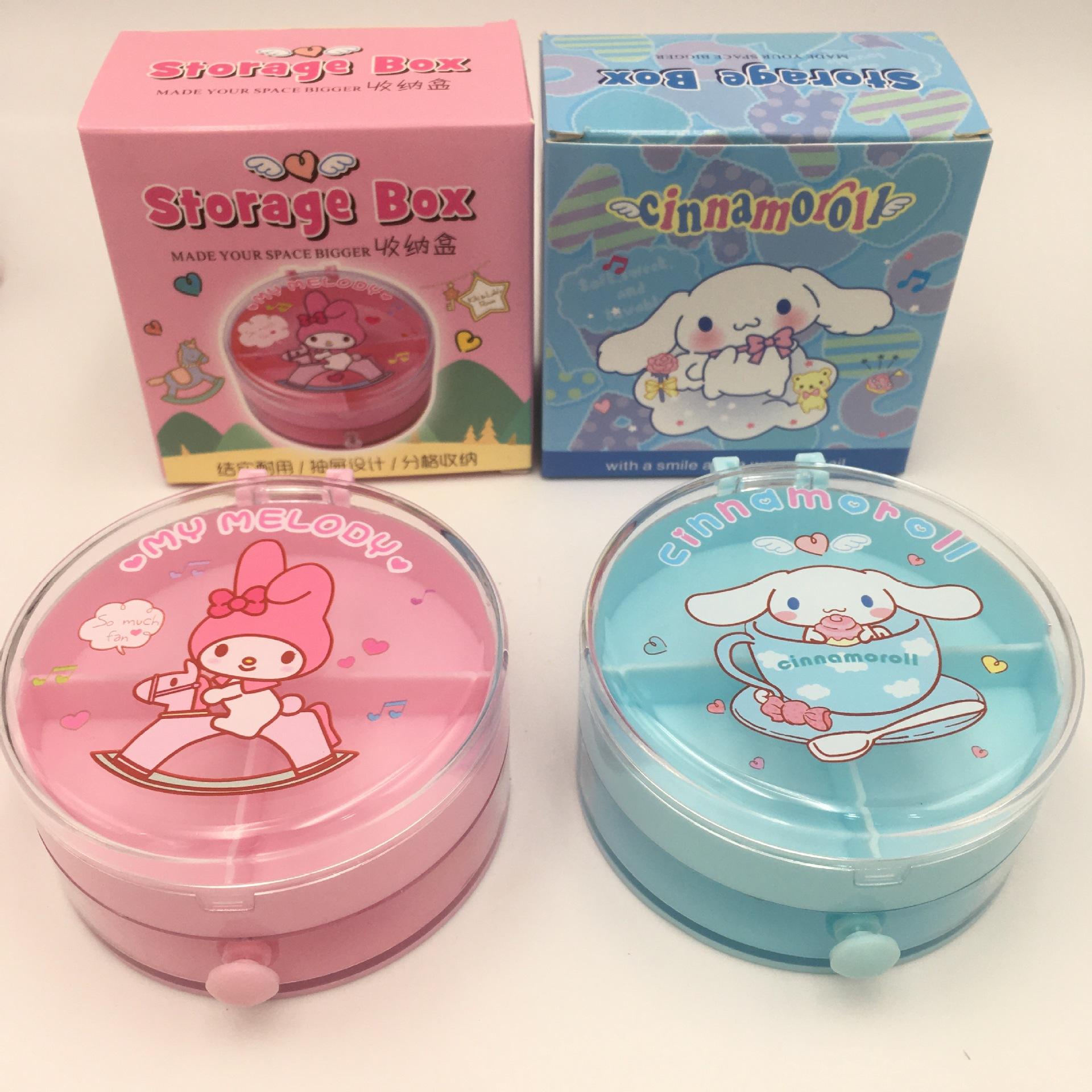Anime Sanrio Double-Layer Storage Box Melody Cinnamon Give Hello Kitty Desktop Drawer Storage Box Candy Box full figure
