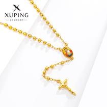 xuping jewelry hollow ball bead chain fashion retro stickers character cross necklace long necklace wholesale men and women