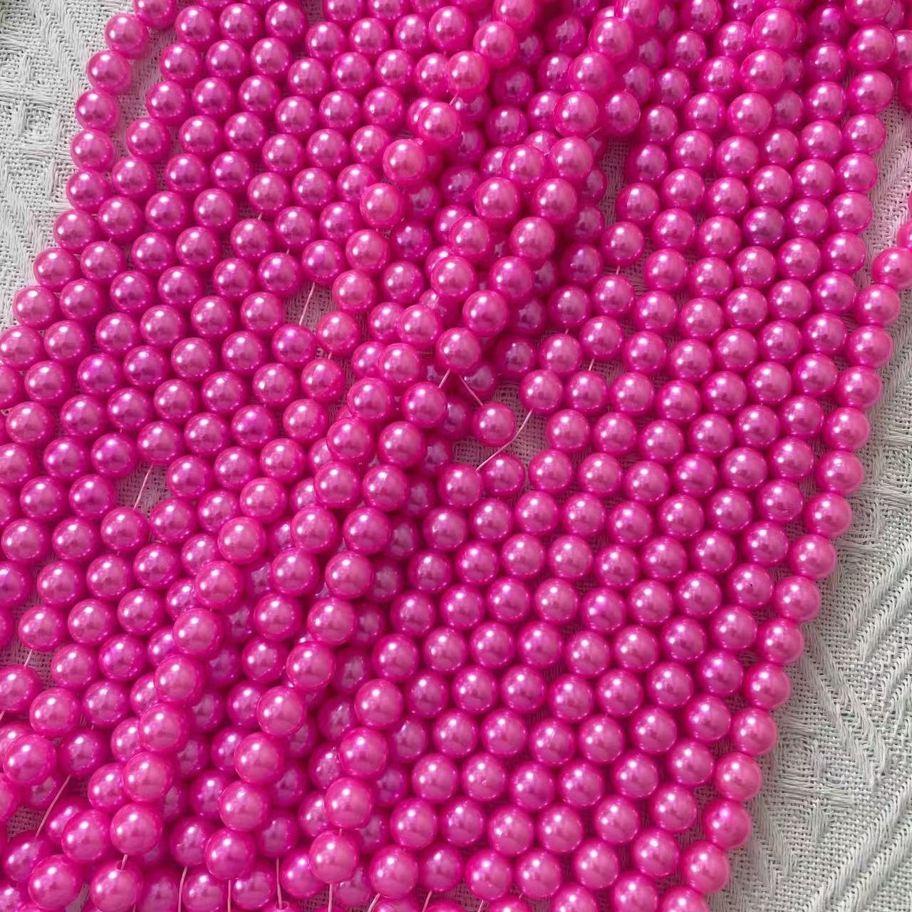 8MM straight-hole round ABS pearl-like plastic stringing loose beads DIY handcrafted loose bead clothing accessories Item Picture