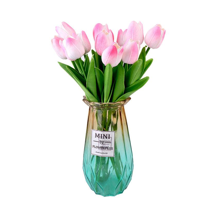 tulip bouquet high sense pu emulational flower decoration tulip fake flower decoration home silk flower simulation green flower Item Picture