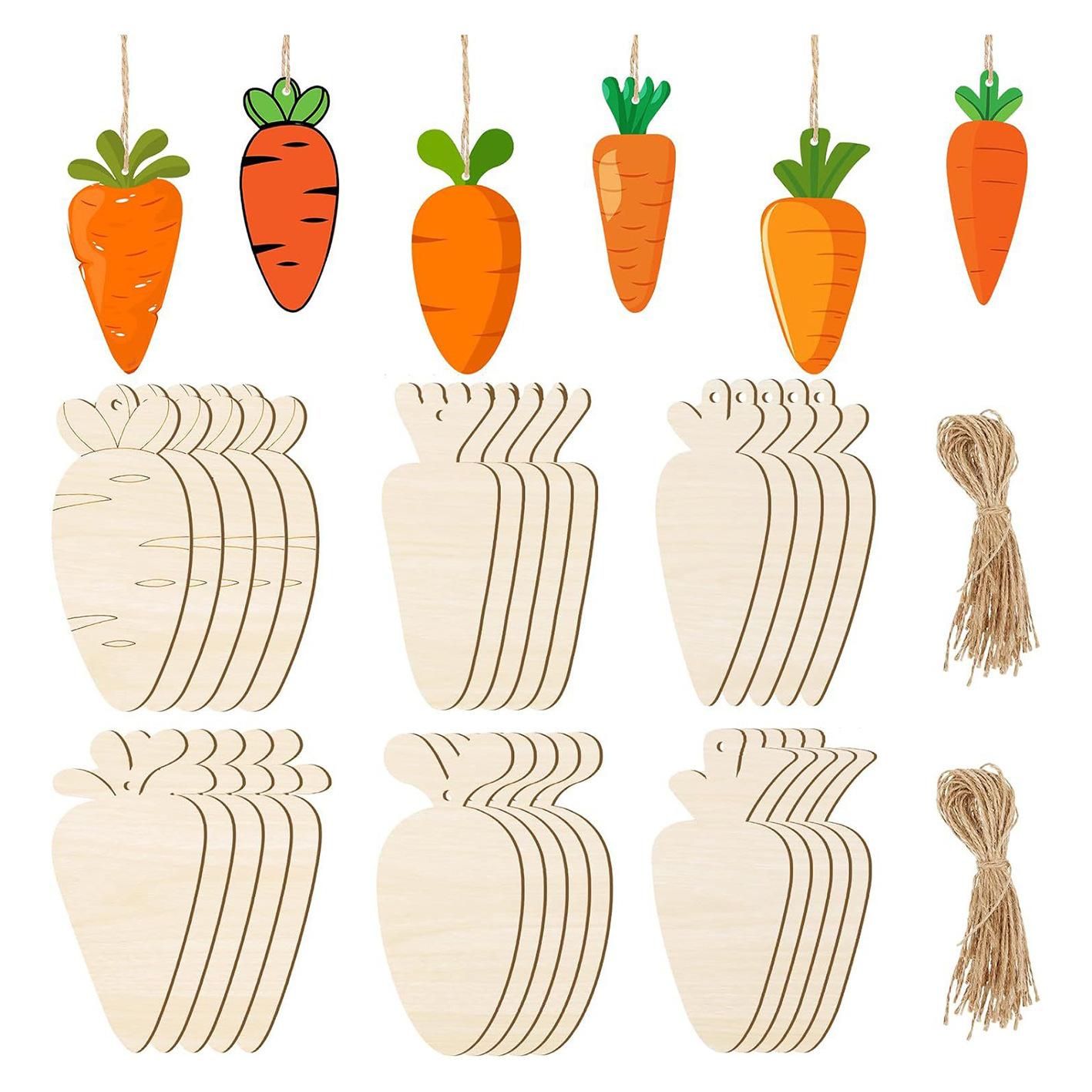 new wooden unfinished blank carrot shape wood piece diy easter home decoration pendant hanging