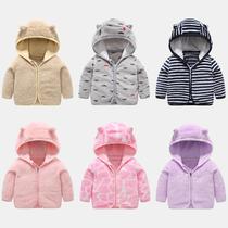 baby coat spring and autumn children's coral fleece jacket clothes for babies thickened warm boys' and girls' hooded jacket
