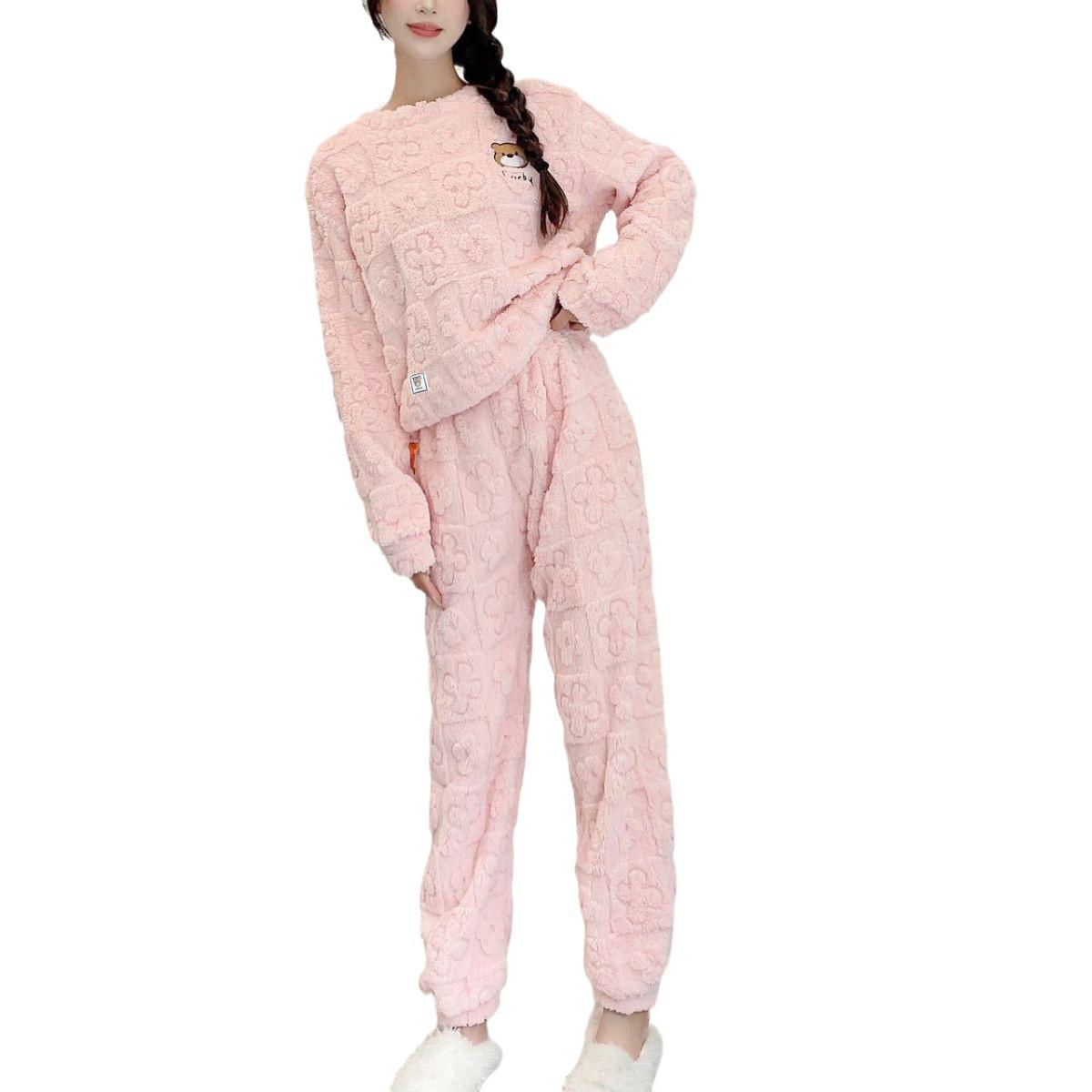 2024 new autumn and winter women's pajamas home wear women's suit pure velvet pajama thickened winter thermal pajamas suit Item Picture