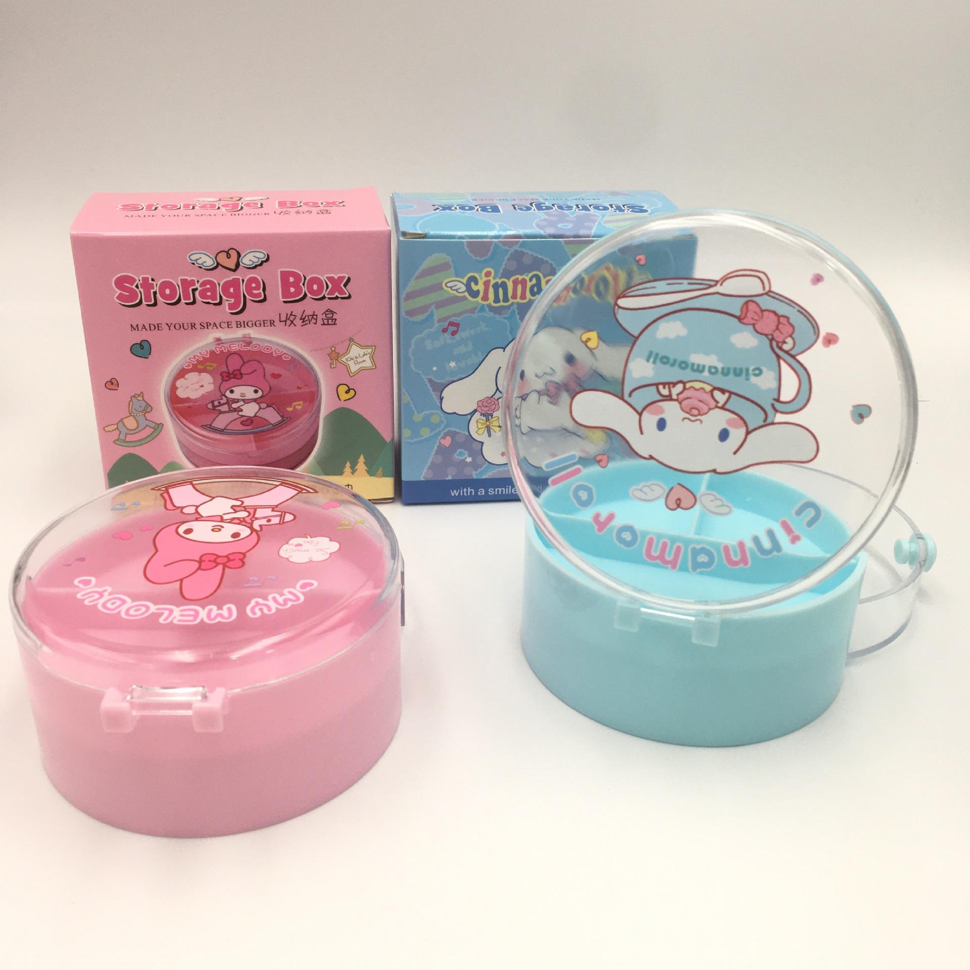 Anime Sanrio Double-Layer Storage Box Melody Cinnamon Give Hello Kitty Desktop Drawer Storage Box Candy Box Application Scenario