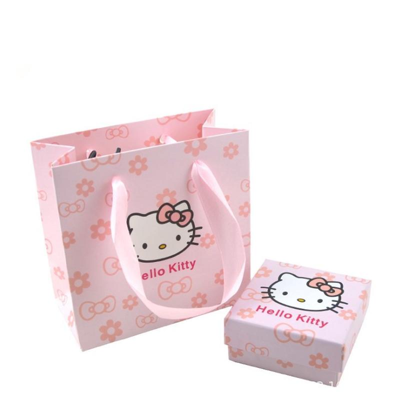 Original High-End Hello Kitty Ornament Pink Packaging Box Cute Cartoon Children's Jewelry Gift Box Set in Stock Wholesale