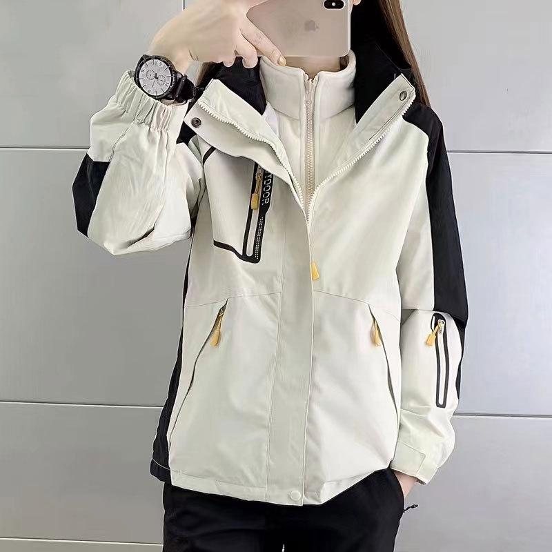 autumn and winter jacket men's three-in-one detachable two-piece fleece thickened outdoor mountaineering jacket women's fleece jacket