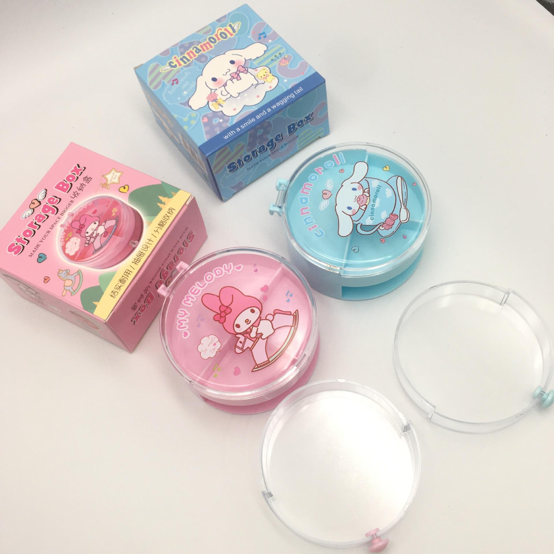 Anime Sanrio Double-Layer Storage Box Melody Cinnamon Give Hello Kitty Desktop Drawer Storage Box Candy Box Item Picture