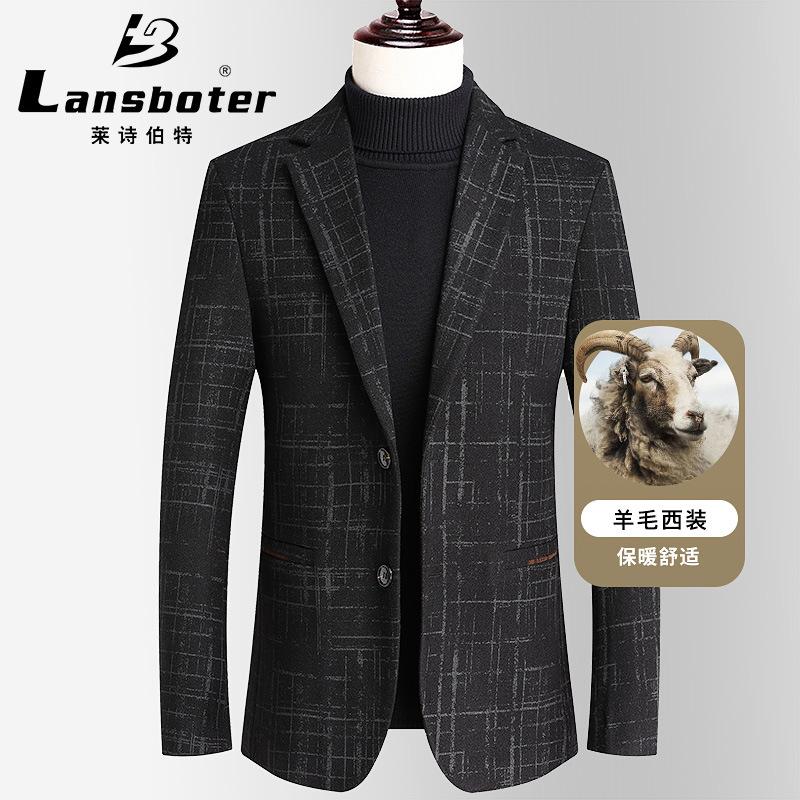lansboter autumn and winter new casual wool suit men's trendy slim fit woolen suit men's wool suit jacket