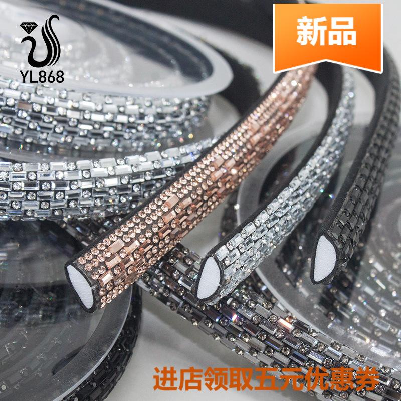 customized hot sale black and white interval glass pattern shoes accessories rectangular glass hot drilling sandal upper rhinestone strip