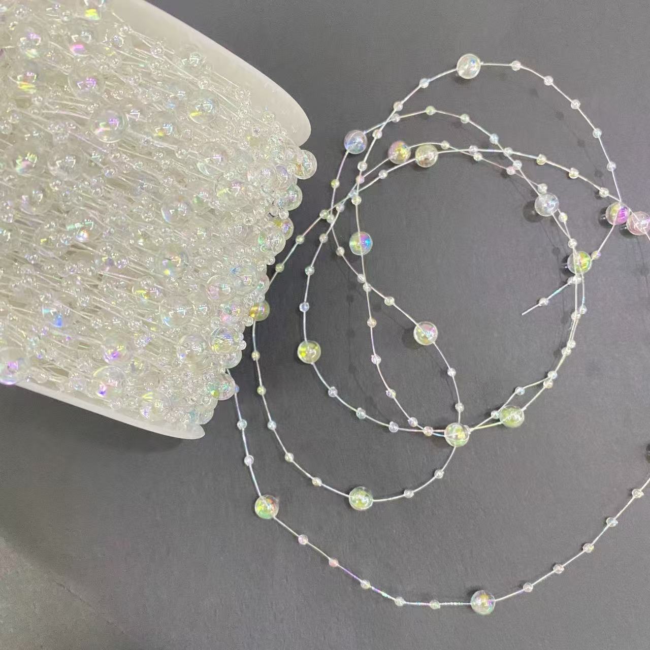 8+3 transparent fishing line AB colorful Starry Sky 60-meter Christmas festival decorative bead chain DIY jewelry, handmade jewelry accessories, jewelry accessories details Picture
