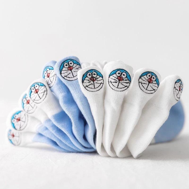 Cotton Socks Embroidered Blue Fat Women's Socks Spring and Summer Sweat-Absorbent Breathable Bee Boat Socks Doraemon Mickey Mouse Hello Kitty Socks Specification drawing