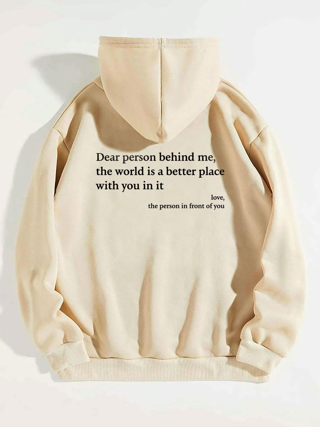 Foreign Trade Women's Brushed Hoody Plain Letter Printed Kangaroo Pocket Drawstring Printed Hoodie Item Picture