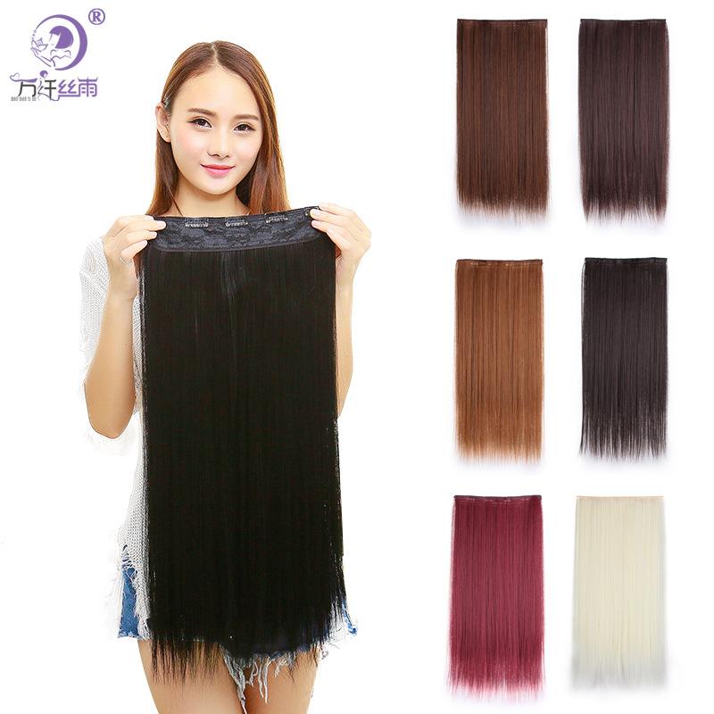 Five Clip Long Straight Hair Wig Set One Piece 5 Card Chemical Fiber Hair Clip Hair Extension High-Temperature Fiber Manufacturer