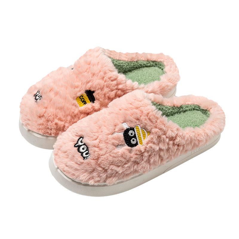 cotton slippers women's autumn and winter confinement indoor home non-slip thick bottom shit feeling velvet warm couple men Item Picture
