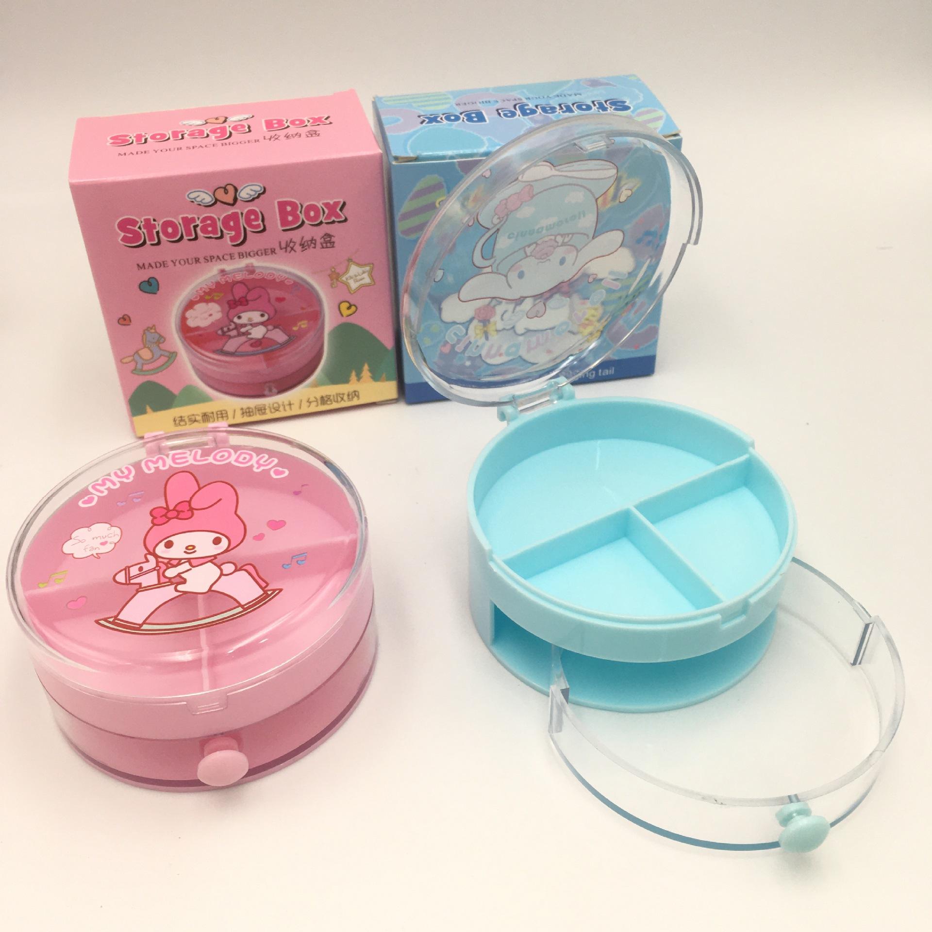 Anime Sanrio Double-Layer Storage Box Melody Cinnamon Give Hello Kitty Desktop Drawer Storage Box Candy Box details Picture