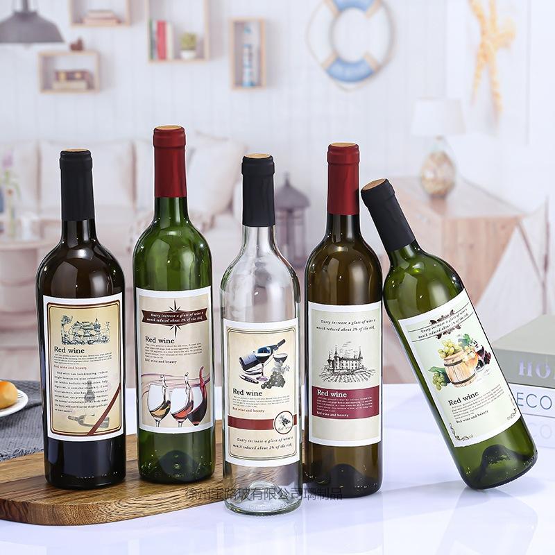 red wine bottle transparent glass the wine bottle dark green light-proof imported wine bottle home-brewed dead soldiers full figure