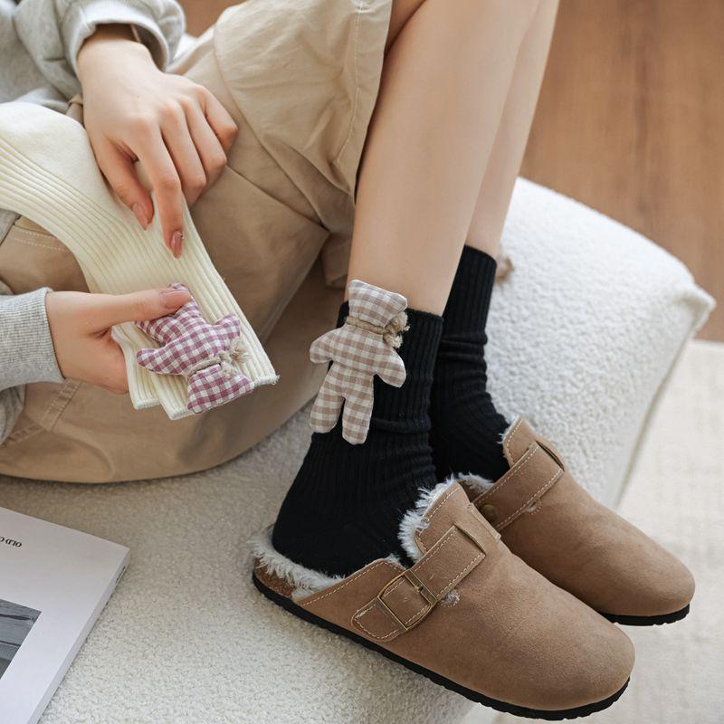 2024 zhuji new socks autumn and winter thickened warm and cute girl rabbit cartoon doll home tube socks full figure