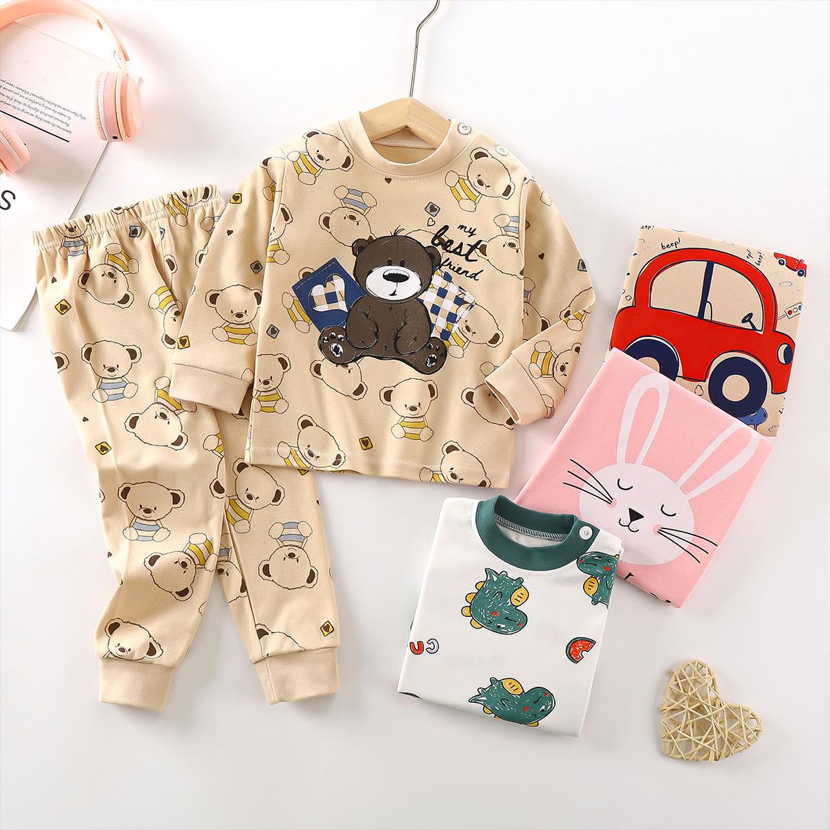 children's underwear set pure cotton boys' autumn clothes long pants baby clothes warm girls' home clothes autumn clothes children's clothing full figure