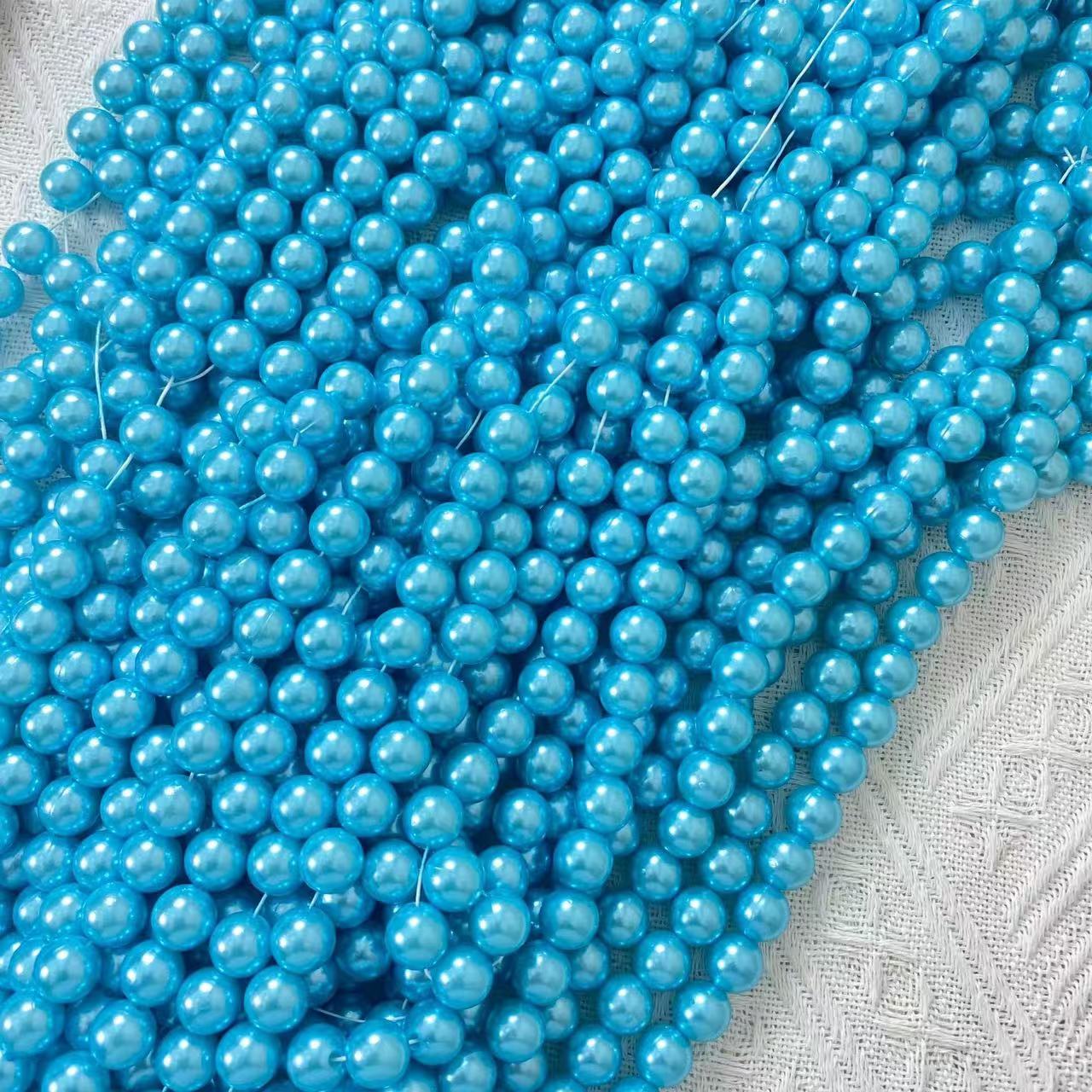 8MM straight-hole round ABS pearl-like plastic stringing loose beads DIY handcrafted loose bead clothing accessories Specification image