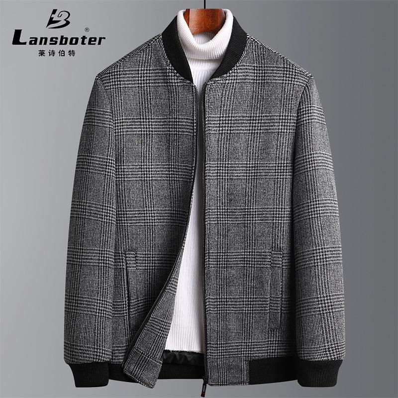 autumn and winter woolen jacket men's cotton and thickening baseball collar young and middle-aged wool girl jacket plus size men's clothing