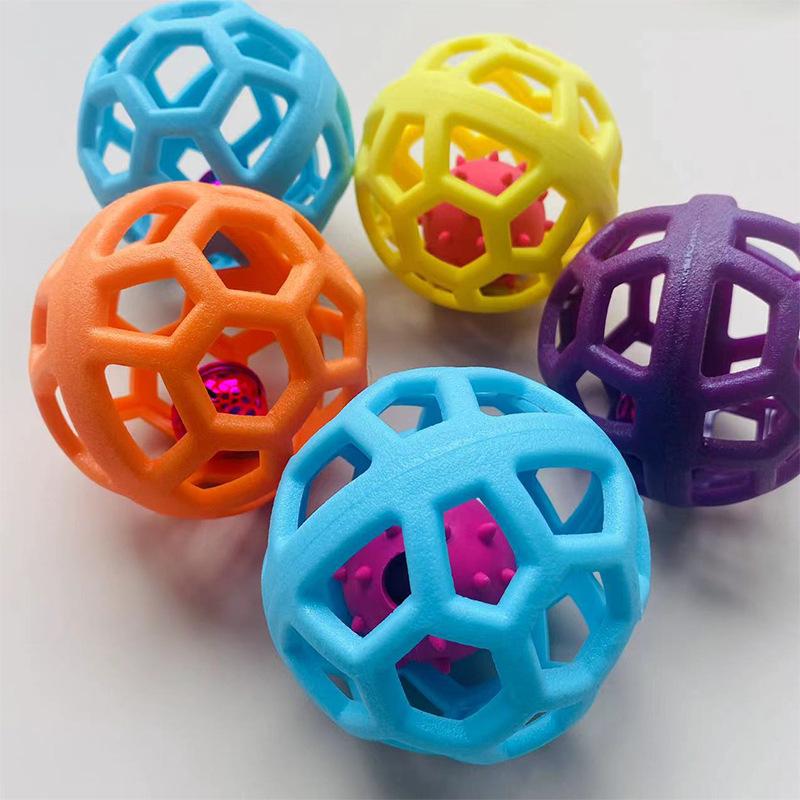 hollow ball puppy toy toy tpr plastic rubber ball christmas bell pet toy ball wholesale