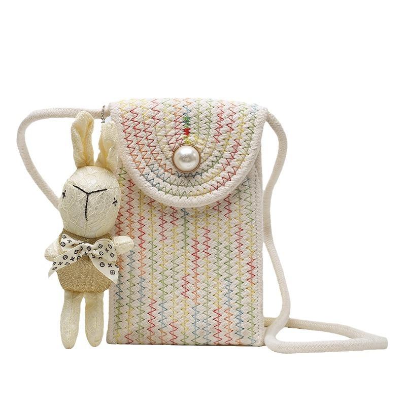 customized mori braided cell phone bag new women's bag summer woven bag satchel korean mini shoulder messenger bag Item Picture