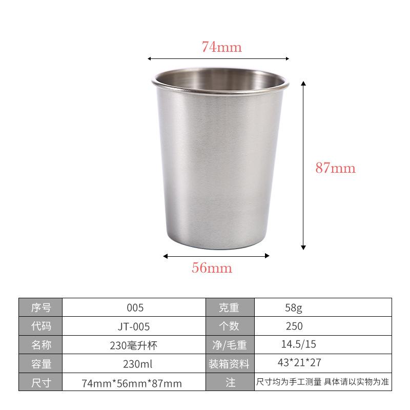 工业风304不锈钢金属啤酒杯大号杯子家用ins北欧风230ml水杯产品图