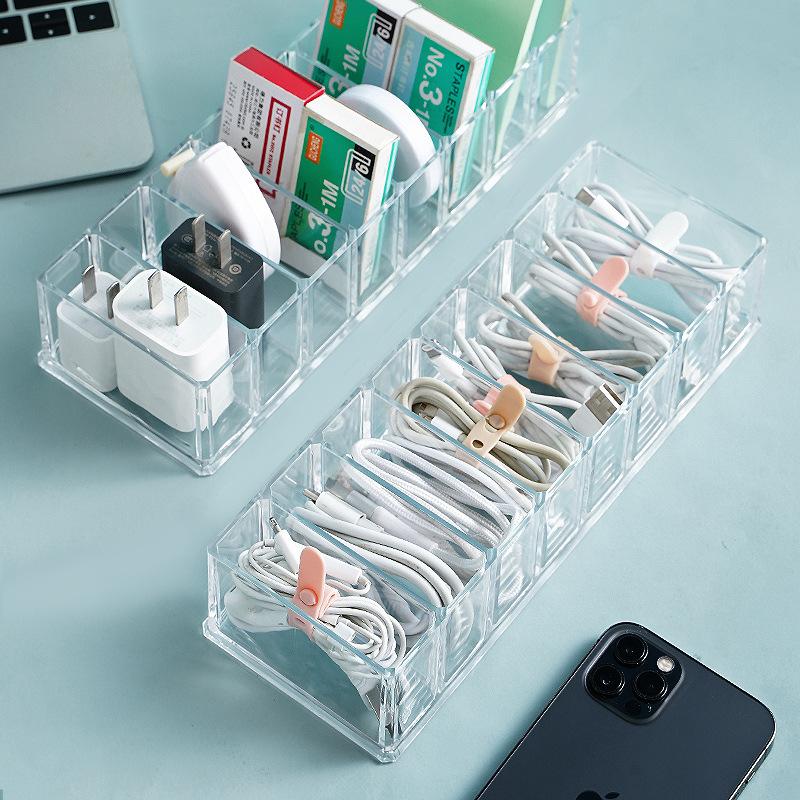 desktop data cable storage 8 cell phone charger charging cable sorting compartment cable winder power cord storage box full figure