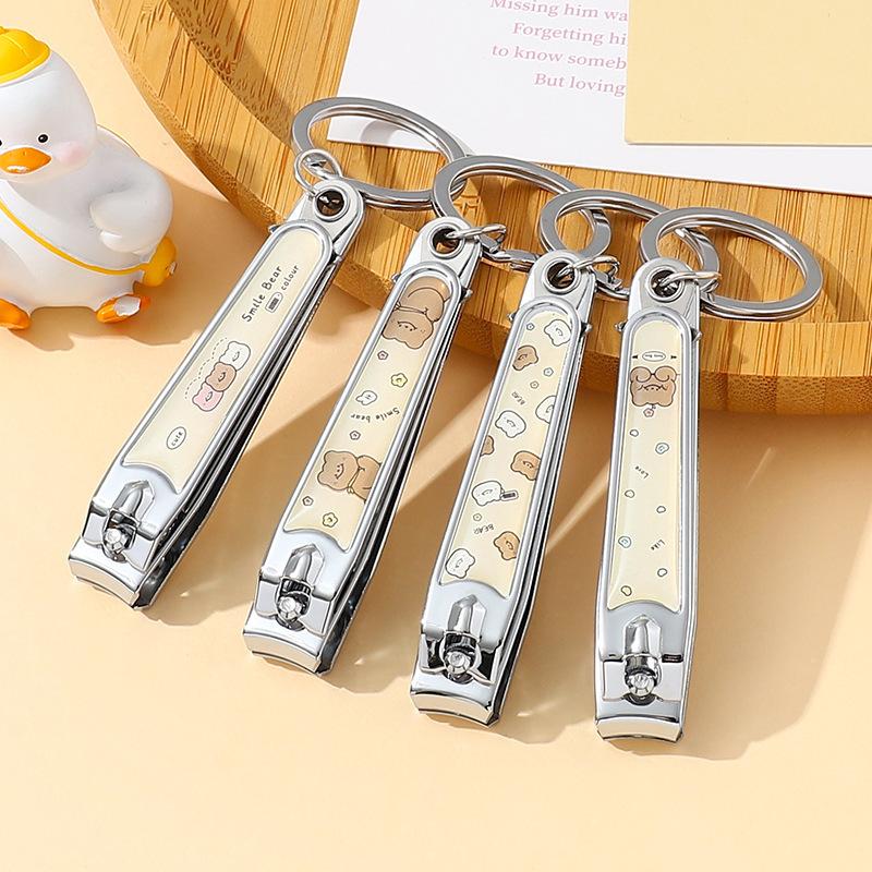 cartoon colorful drop film nail clippers keychain stainless steel nail scissors student arc mouth home nail clippers Specification drawing