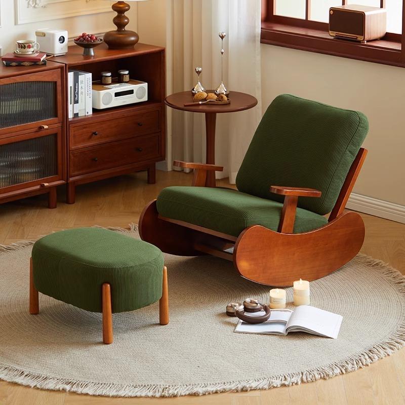 rocking chair balcony living room home leisure lazy sofa 2024 new retro bed & breakfast single wood recliner