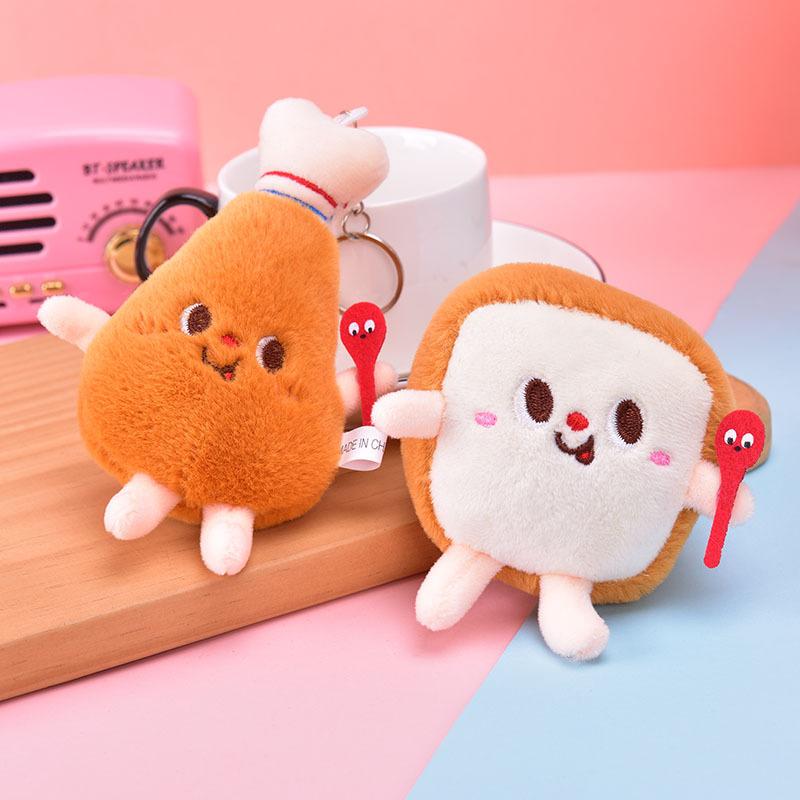 new cute cartoon q version food plush small pendant cell phone bag keychain doll small gift wholesale