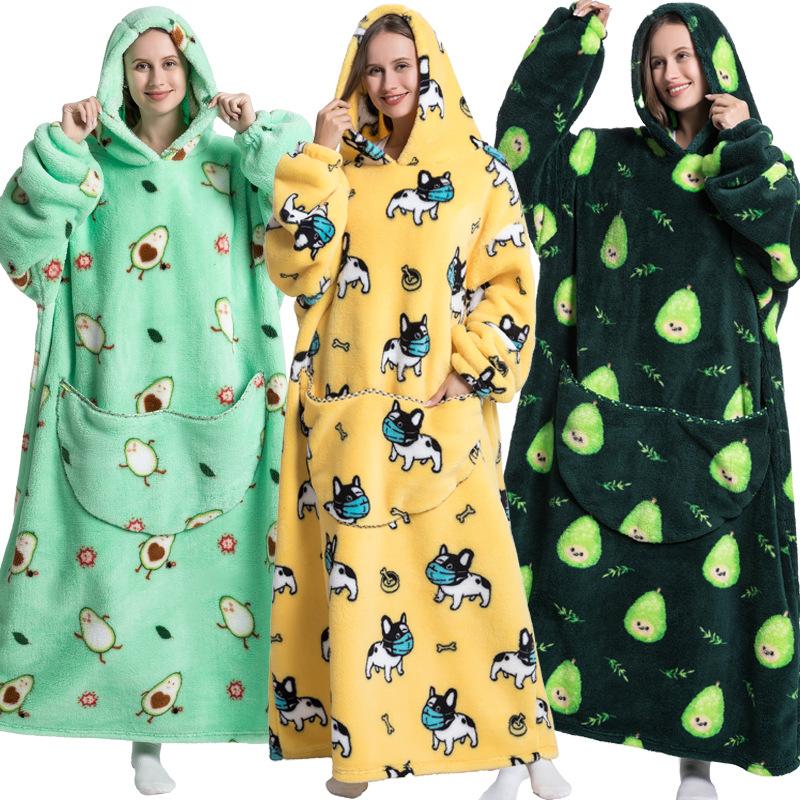 blanket hoodie wearable blanket sweatshirt oversized warm pullover lazy sweater extended
