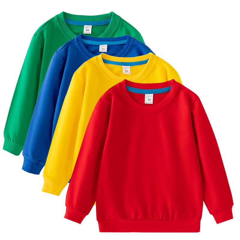 solid color hoodie children's spring and autumn long sleeve children's clothing blank shirt kindergarten clothes factory in stock printed logo
