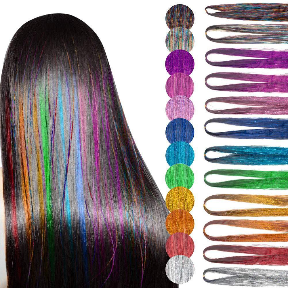 Spot Tinsel Braided Hair Rope Colorful Ropes Flash Hair Extension Color Stripes Laser Silk Colorful Gold Silk Flash Hair Extension Gold Silk full figure