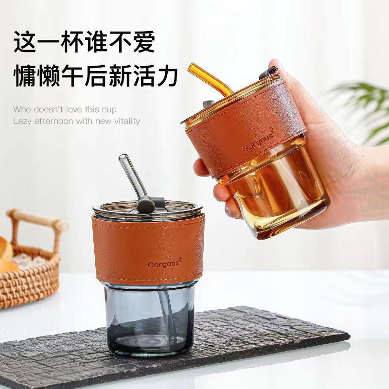 竹节杯水杯咖啡杯玻璃杯ins高颜值杯子家用男女网红爆款简约水杯产品图