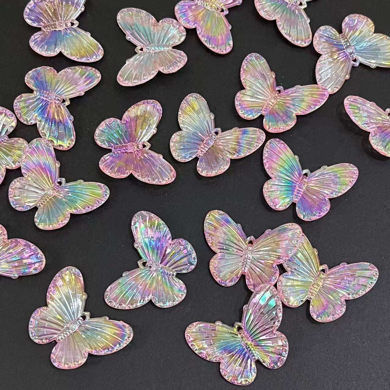 Baroque transparent iriered butterfly cream glue accessories Resin small accessories Baroque ornaments details Picture
