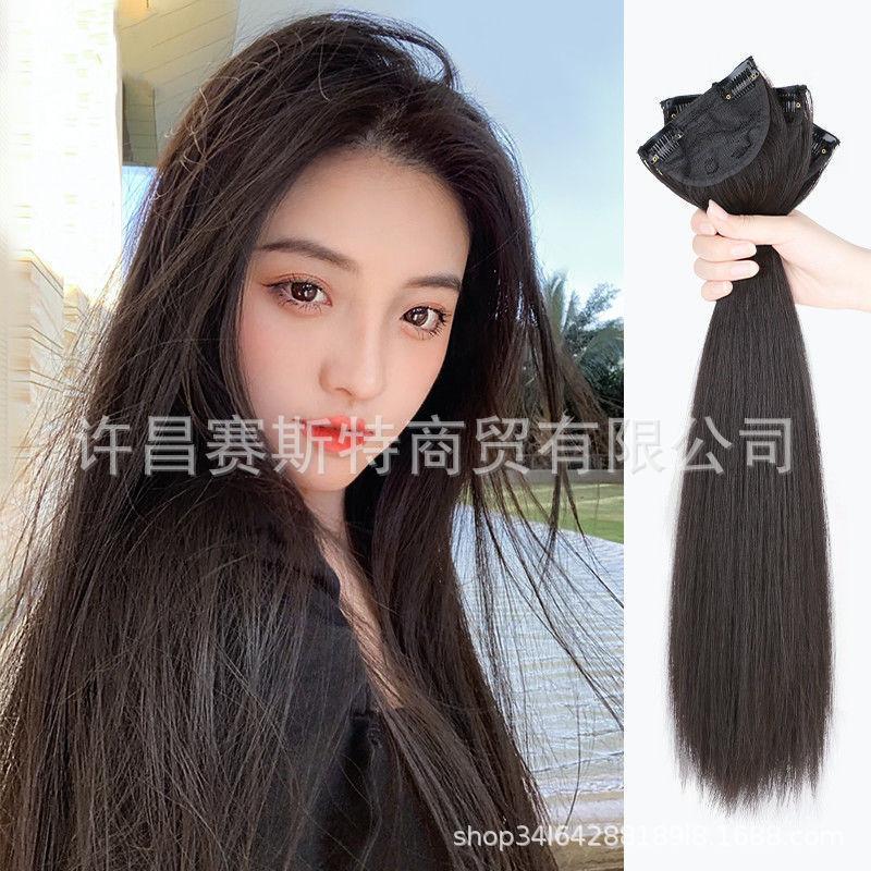 hair extension piece single card long straight hair piece small piece thin invisible hair extension hair piece fluffy seamless hair extension patch hair replacement