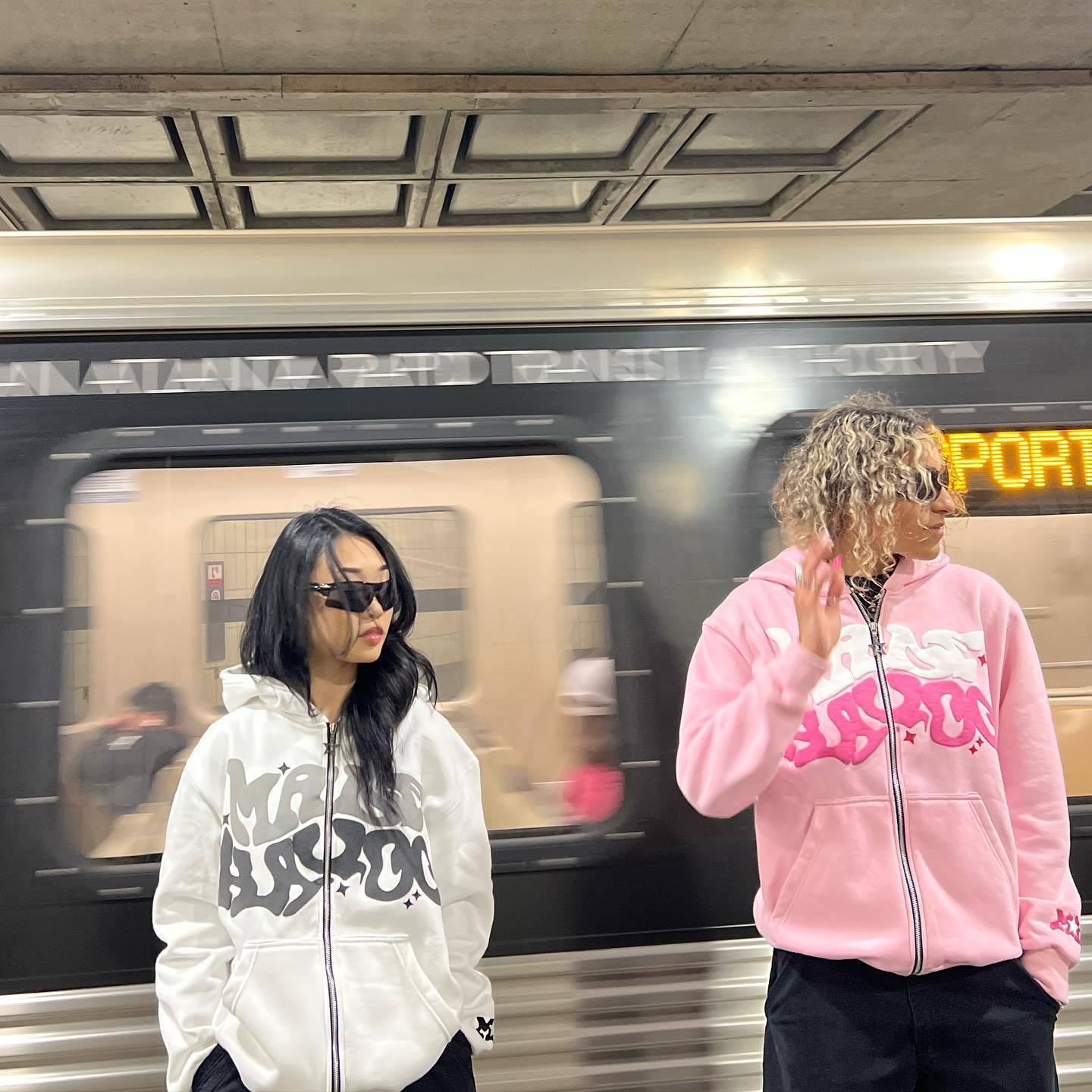 2023 new european and american street hip hop foam printed letters embroidered cardigan zipper hoodie teenagers casual sweatshirt