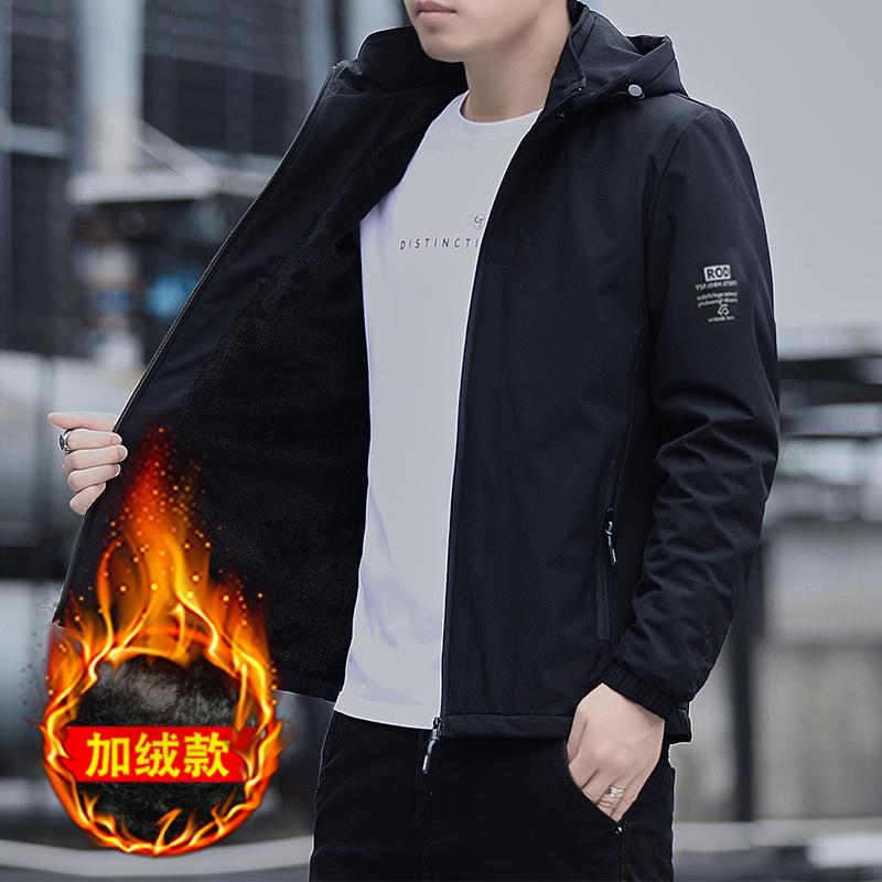 jacket men's new autumn and winter windproof fleece thickened jacket casual men's autumn clothing hooded jacket