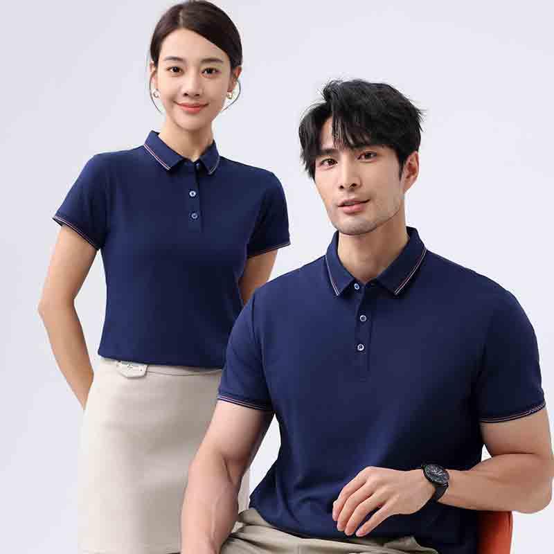 Spring and Summer loose and comfortable beaded striped short-sleeved lapel POLO shirt DX-5A345 details Picture