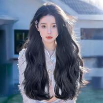 wig women's long hair three-piece wig set extra hair volume fluffy seamless big wave curly hair extension patch