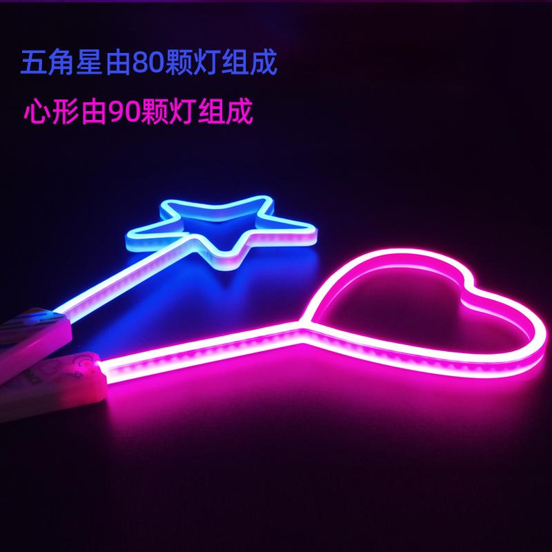 cross-border flash large five-pointed star love glow stick toy led neon light glow stick light stick lantern stick details Picture