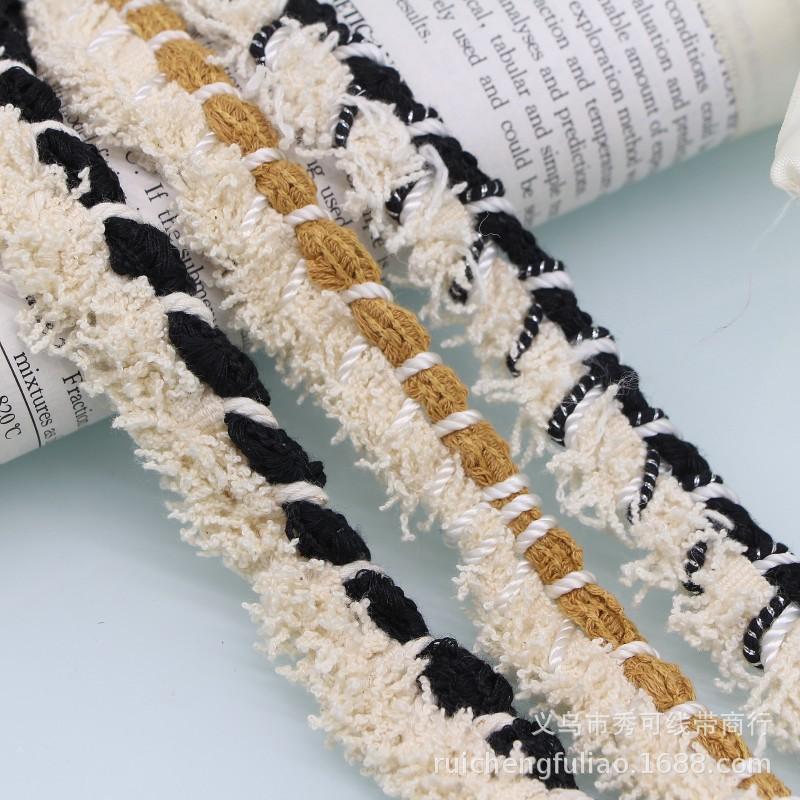 new black and white gold and silver stitching korean classic style tassel ribbon woven twist braid lace clothes edge cuff full figure