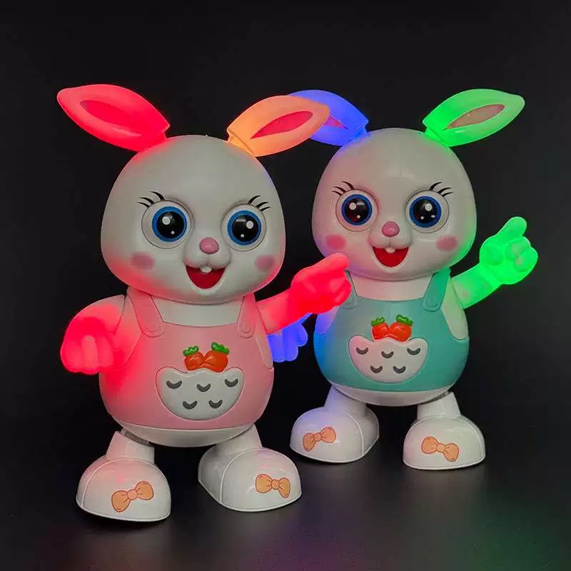 New children's electric singing and dancing cute rabbit toy, children's electric luminous toy details Picture