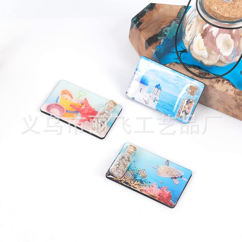 customized square refridgerator magnets three-dimensional wishing bottle decoration refridgerator magnets diy shell ocean wind travel refridgerator magnets